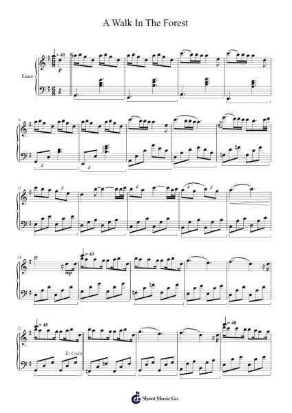 A Walk In The Forest Sheet Music by Brian Crain-Arr.Hudcie Rhoclark
