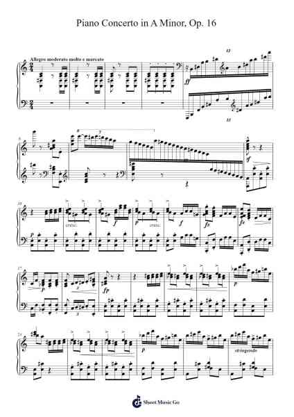 Piano Concerto in A Minor, Op. 16: III. Allegro moderato molto e marcato - Quasi presto - Andante maestoso Sheet Music by Edvard Grieg-Arr.Siral