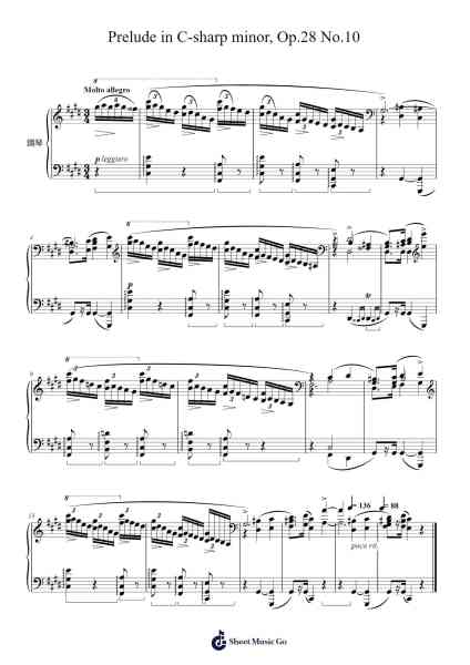 Prelude in C-sharp minor, Op. 28 No. 10 Sheet Music by Frédéric Chopin-Arr.Mollwalsh Dinions