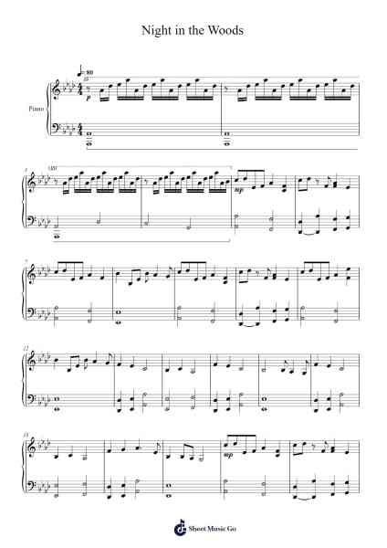 Night in the Woods - Lori M. (Piano) Sheet Music by Alec Holowka-Arr.Yetjeames Sailsdia