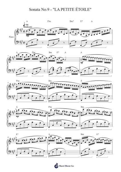 Sonata No.9 - "LA PETITE ÉTOILE" Sheet Music by Paul de Senneville/Jean Baudlot-Arr.Walshses