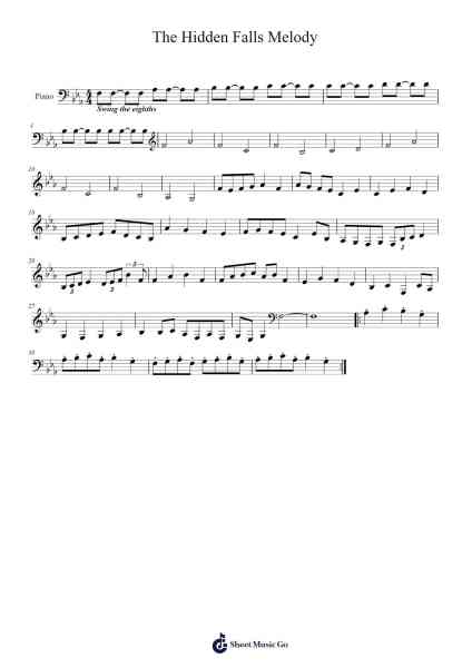 The Hidden Falls Melody (Animal Jam) Sheet Music by undefined-Arr.Pearroe