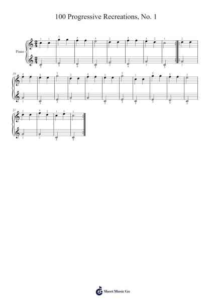 100 Progressive Recreations, No. 1 Sheet Music by Carl Czerny-Arr.Windwood