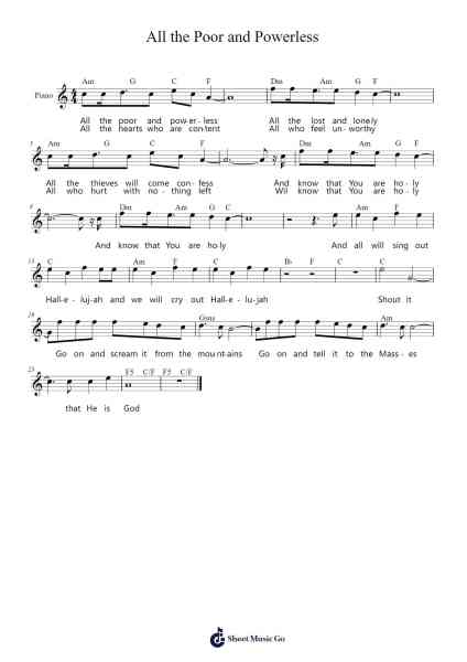 All the Poor and Powerless Sheet Music by Leslie Jordan/David Leonard-Arr.Popthus