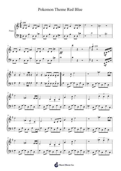 Pokemon Theme Red Blue Sheet Music by Guyreade-Arr.Temvogt Roblome