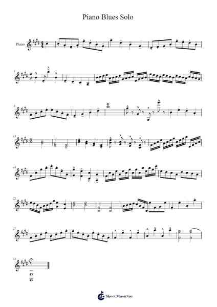 Piano Blues Solo Sheet Music by Andrew Nelson-Arr.Housebuck Boylejones