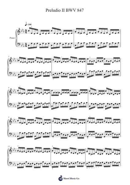 Prelude No. 2 in C Minor, BWV 847 Sheet Music by Johann Sebastian Bach-Arr.Heler
