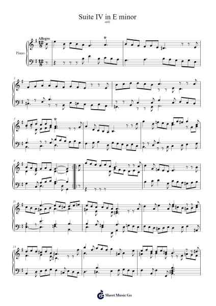 Suite IV in E Minor, HWV 430: Gigue Sheet Music by George Frideric Handel-Arr.Rusget Garckle