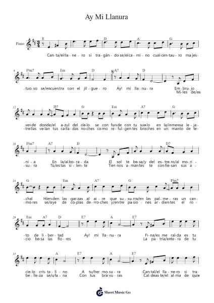 Ay Mi Llanura Sheet Music by Arnulfo Briceño-Arr.Humlouie