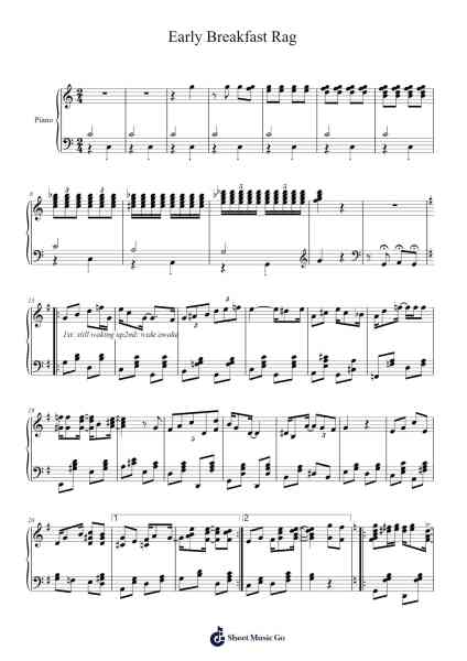 Early Breakfast Rag Sheet Music by Dips-Arr.Gwenter Stedi