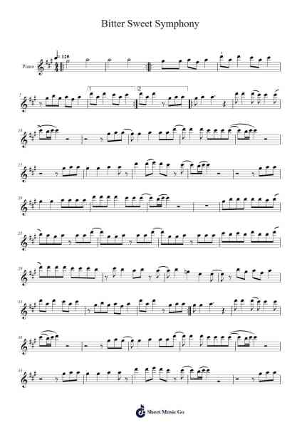 Bitter Sweet Symphony Sheet Music by The Verve-Arr.Lizly Hojo