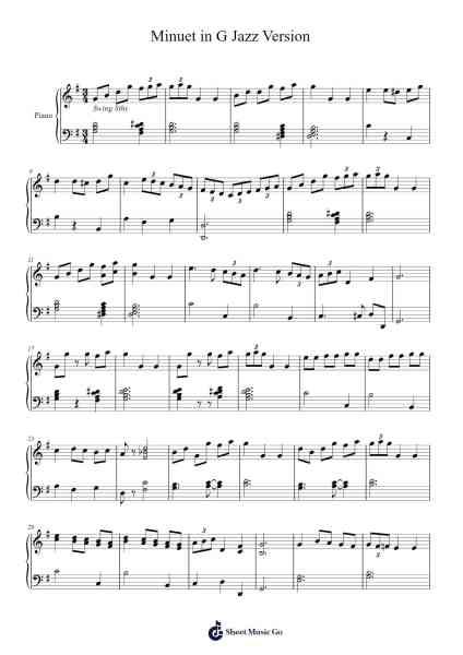Minuet in G major, BWV Anh. 114 Sheet Music by Ric Iannone-Arr.Franfield Pricecil
