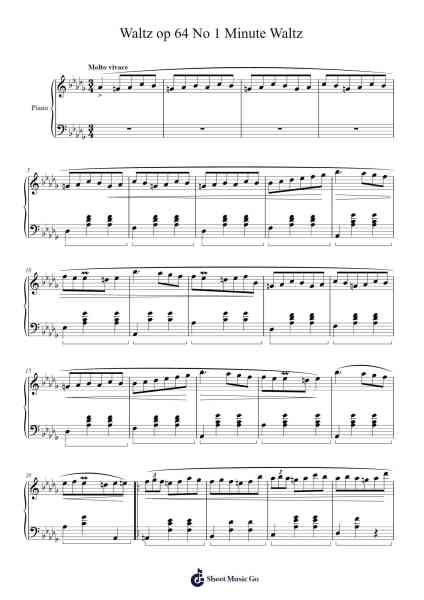 Waltz in D-flat Major, Op. 64, No. 1 "Minute Waltz" Sheet Music by Frédéric Chopin-Arr.Duntrick
