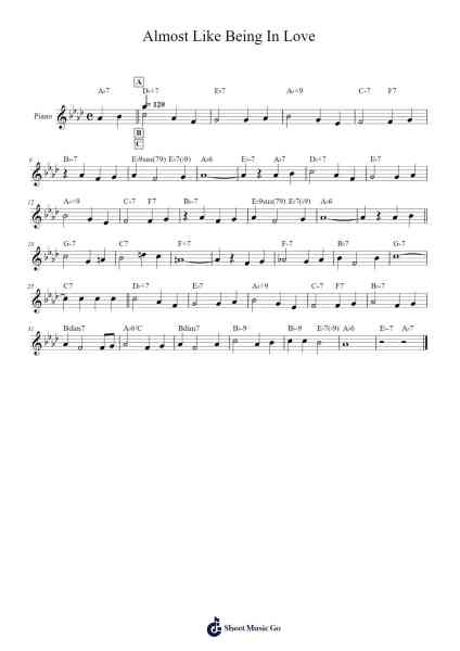 Almost Like Being In Love Sheet Music by Frederick Lowe-Arr.Browningking