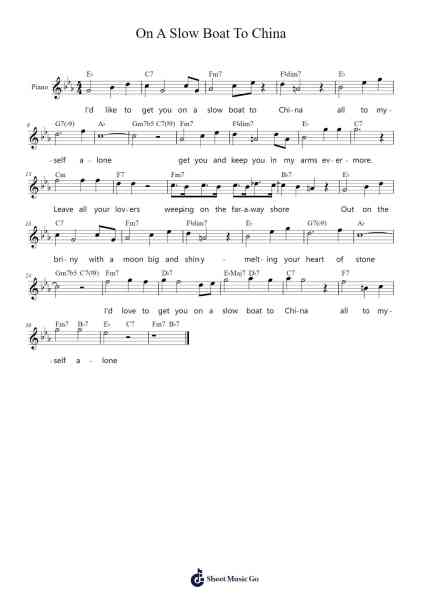 On A Slow Boat To China Sheet Music by Frank Loesser-Arr.Scottcy Bachfinn