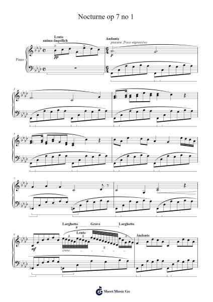 Nocturne No. 1 in B-flat Major, Op. 7 Sheet Music by Г.С.Райков-Arr.Debhum Browntor