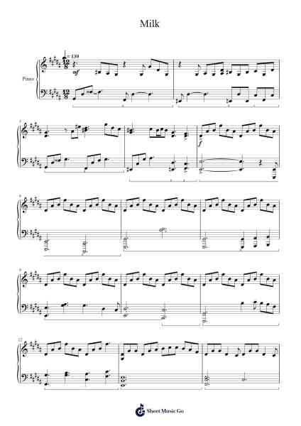 Milk Sheet Music by Mili-Arr.Keatsyoung