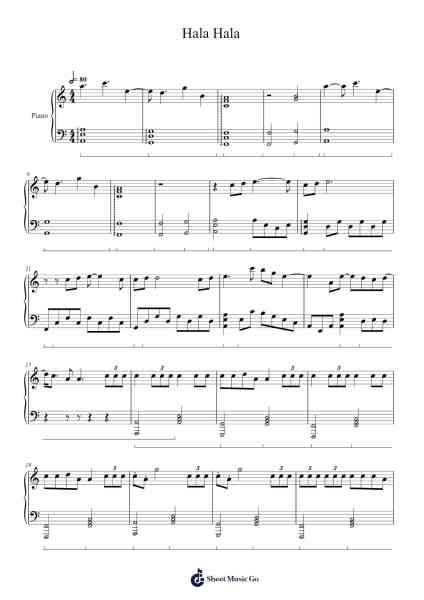 Hala Hala Sheet Music by Pop Piano-Arr.Clairenor Jouvic