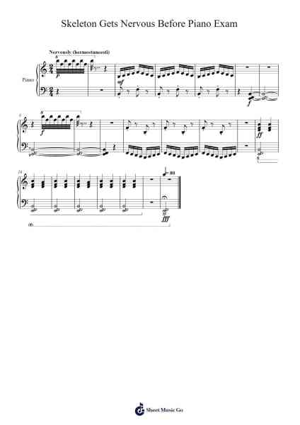 Skeleton Gets Nervous Before Piano Exam Sheet Music by Tuukka Jokilehto-Arr.Hoonell Norusk