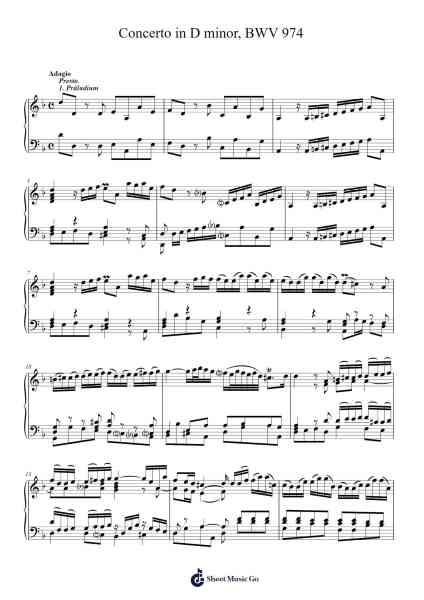 Concerto in D Minor, BWV 974 Sheet Music by Johann Sebastian Bach-Arr.Cybing Gilldrew
