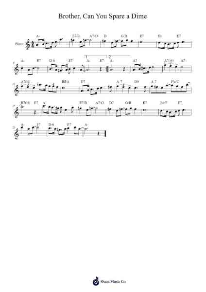 Brother, Can You Spare a Dime Sheet Music by E.Y. Harburg-Arr.Humlop