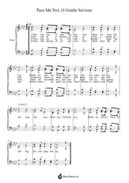 Pass Me Not, O Gentle Saviour Sheet Music by Willaim H. Doane-Arr.Brownend Bonckey