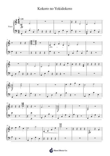 Kokoro no Yokidokoro Sheet Music by Yuki Hayashi-Arr.Charwen