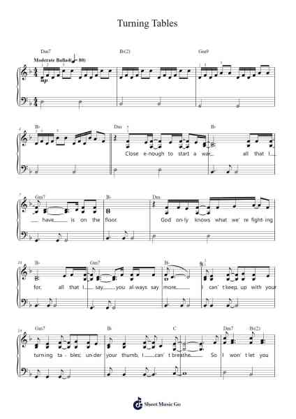 Turning Tables Sheet Music by Adele-Arr.Priney Grelen