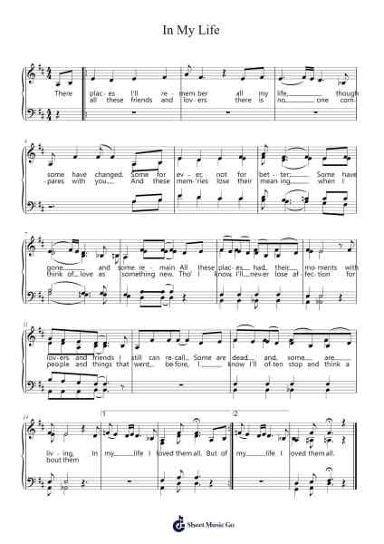 In My Life Sheet Music by undefined-Arr.Bryceny