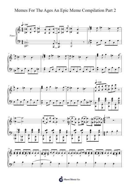 Memes For The Ages An Epic Meme Compilation Part 2 Sheet Music by Jack.L-Arr.Nodric