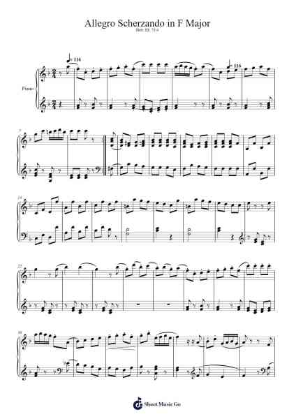 Allegro Scherzando in F Major Sheet Music by Joseph Haydn-Arr.Cookelus