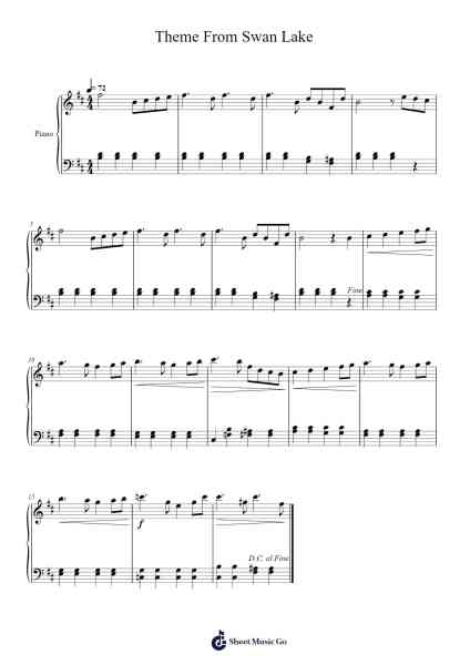 Swan Lake - Op. 20: Theme Sheet Music by Pyotr Ilyich Tchaikovsky-Arr.Quingar