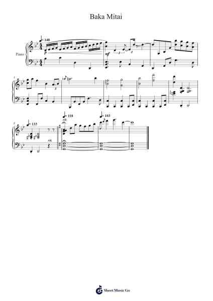 Baka Mitai Sheet Music by Vinblume Gailthey-Arr.Betbur