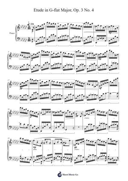 Etude in G-flat Major, Op. 3 No. 4 Sheet Music by Michael Nicht-Arr.Dileste Conloyd