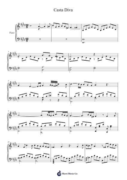 Casta Diva Sheet Music by Bellini-Arr.Junegia Wato