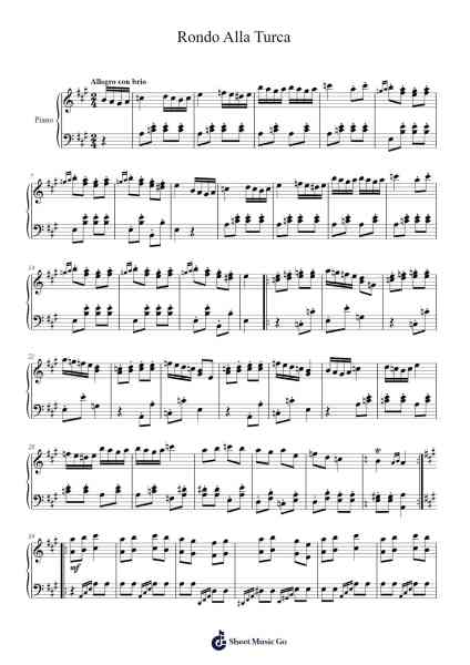 Rondo Alla Turca (Turkish March) in A Minor, K. 331: III. Allegretto Sheet Music by Wolfgang Amadeus Mozart-Arr.Saxel