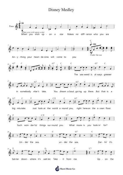 Disney Medley โน้ตเพลงโดย Eun-hye Kim/Eun-seo Han-Arr.Jonesrhys