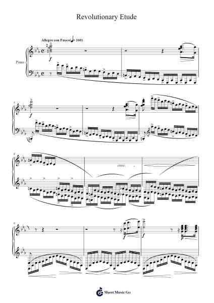 Étude Op. 10, No. 12 in C Minor "Revolutionary" 樂譜由 Frederic Chopin - 編曲 Saulnick Huddon