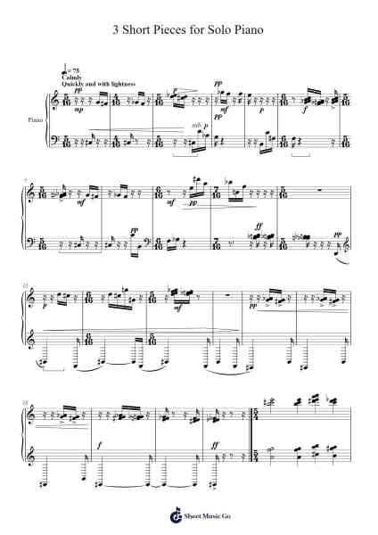 3 Short Pieces for Solo Piano Sheet Music by Philip Rabenold-Arr.Florid Brylan