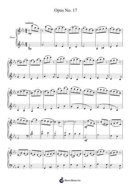 Opus No. 17 Sheet Music by Dustin O'Halloran-Arr.Holmesney Cliffcol