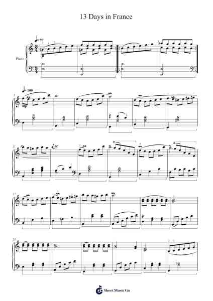 13 Days in France Sheet Music by Francis Lai-Arr.Hornwald