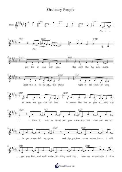 Ordinary People Sheet Music by John Legend-Arr.Louann Bonpe
