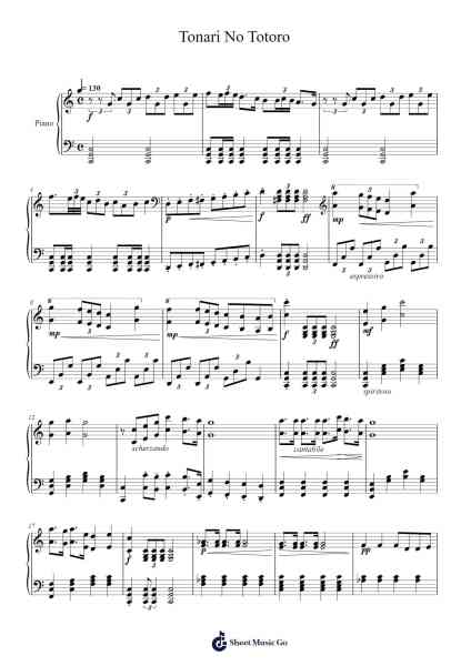Tonari No Totoro Sheet Music by Joe Hisaishi-Arr.Pomeo Walshbee