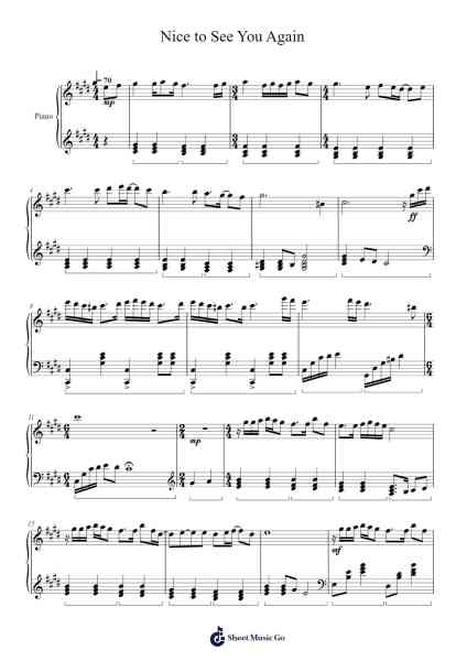 Nice to See You Again Sheet Music by ChengWei Huang-Arr.Curwilde Perwin