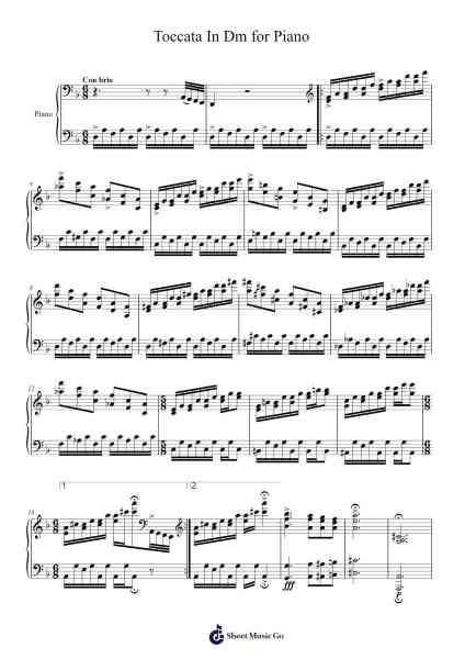 Toccata In Dm for Piano Sheet Music by R.Goldfinch-Arr.Junechad