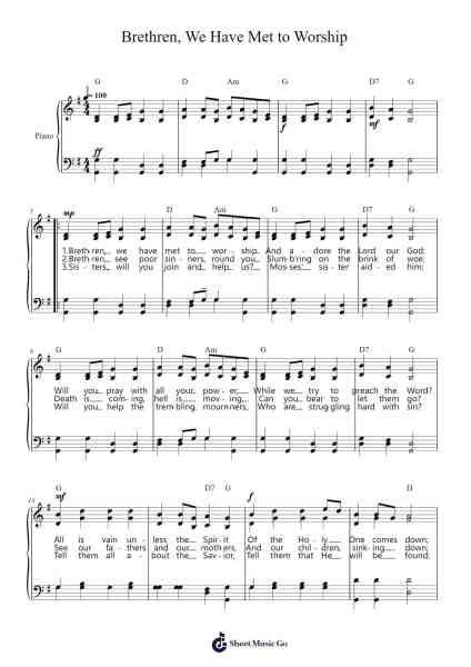 Brethren, We Have Met to Worship Sheet Music by William Moore-Arr.Sawoolf Phylhale