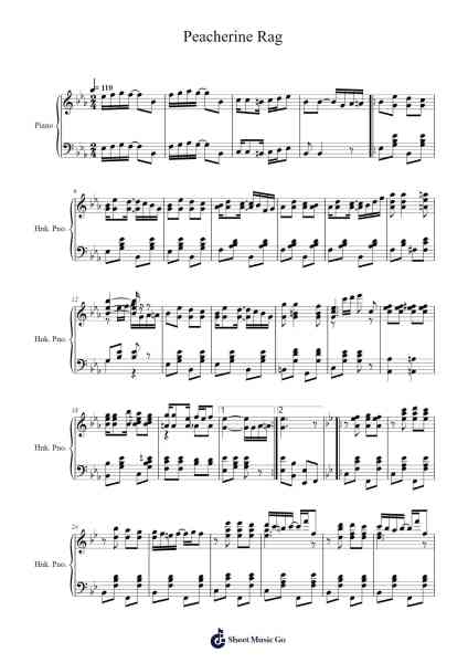 Peacherine Rag Sheet Music by Scott Joplin-Arr.Beautle