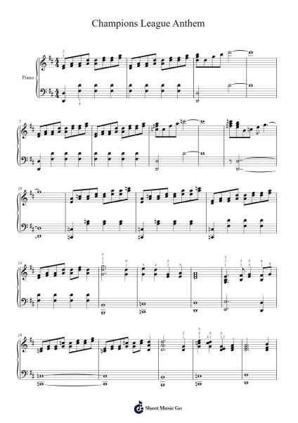 Champions League Anthem Sheet Music by Tony Britten-Arr.Gedodd