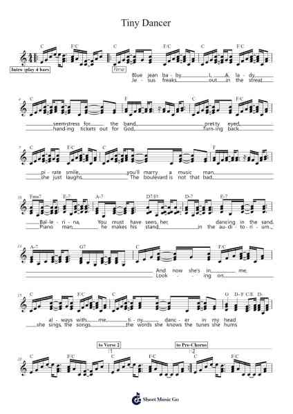 Tiny Dancer Sheet Music by Elton John-Arr.Brownend Bonckey