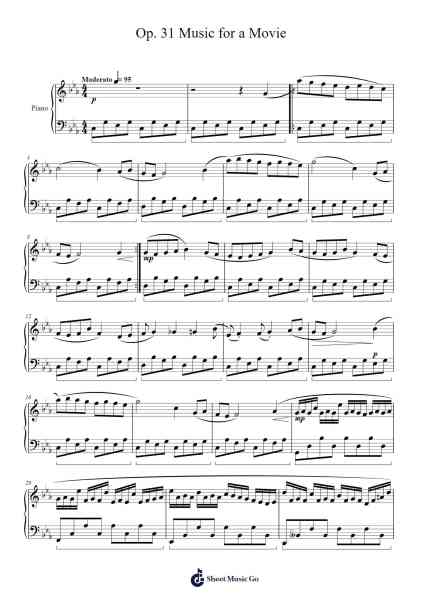 Op. 31 Music for a Movie Sheet Music by K.H.J-Arr.Rareade Zoelotte